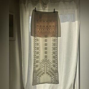 BCBGMAXAZRIA Runway Ivey Woven Panel Maxi Skirt - in ivory - Size 4